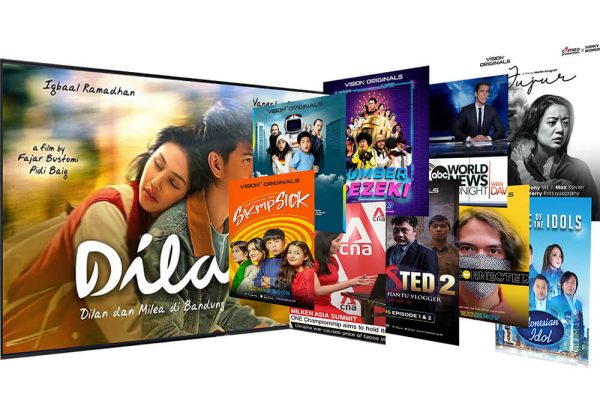 A collage of movies, shows, and series from various genres, featuring diverse casts and displayed at varying angles.